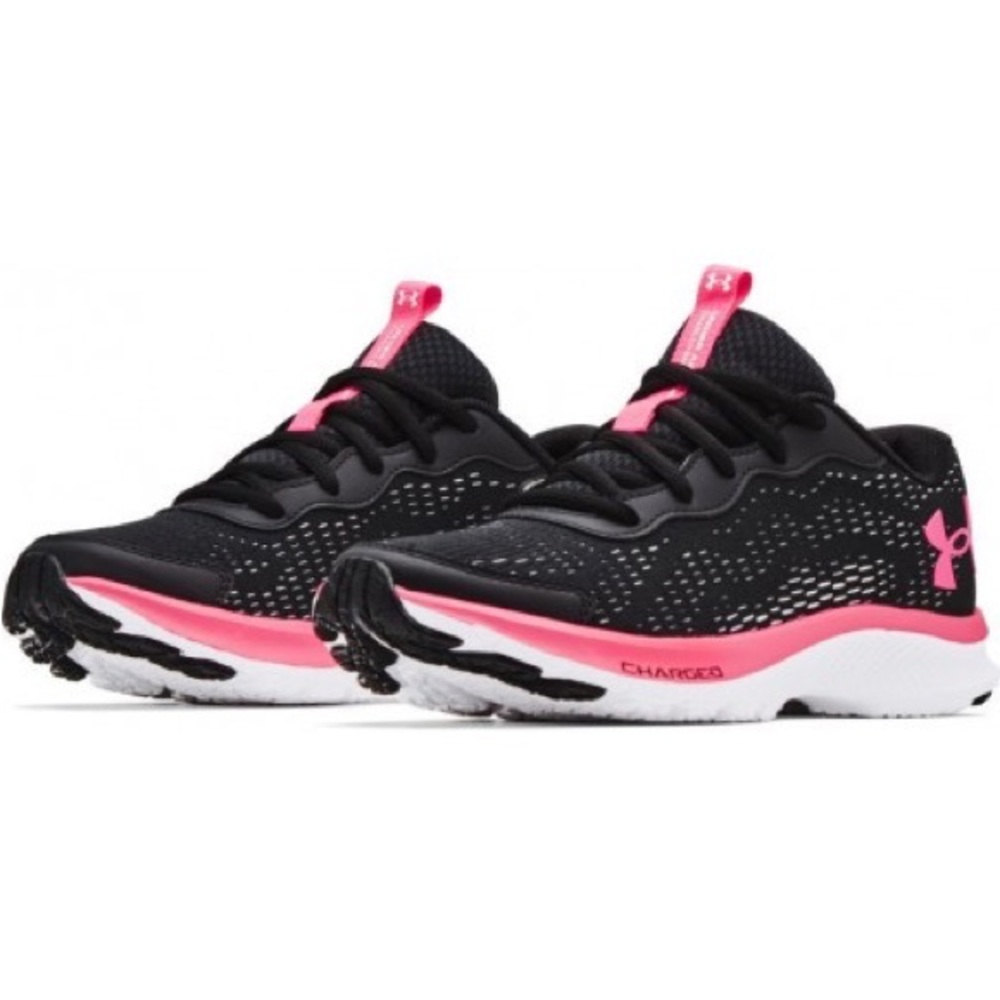 Under Armour Black and Pink Kids Sneakers
